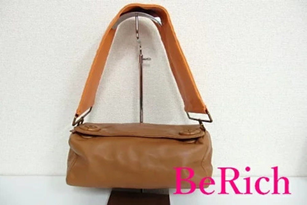 Prada Shoulder Bag Brown Orange Leather Handbag